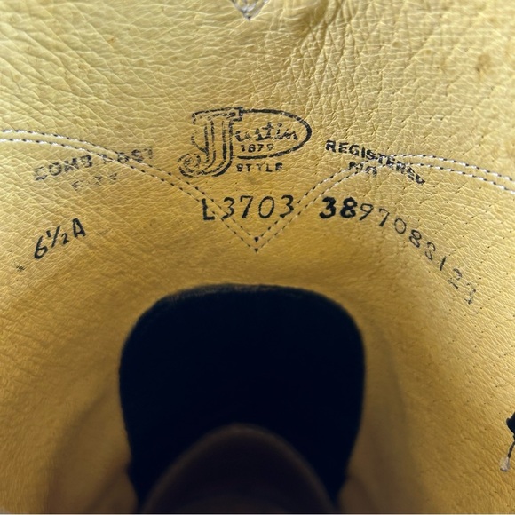 Justin Boots Black Leather Roper Round Almond Toe Cowboy Boot Women’s Size 6.5 - Picture 9 of 11